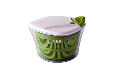 Retractable Pull Salad Spinner Transparent and Green by DURSHANI 