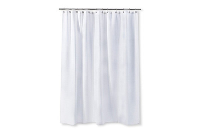 Eforcurtain Small Width Curtains 36 by 72 Inch Modern Classic White Waffle Bathroom Shower Curtain Waterproof abric Shower Curtain for Indoor Use