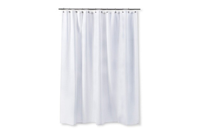 Extra-Long Organic Cotton Pebble Matelassé White Shower Curtain + Reviews