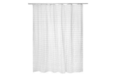 Aqua Blue Oxford Stitch Fabric Shower Curtain 72"x72" NIP New Fieldcrest White 