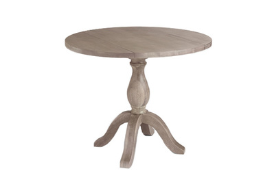 Cost Plus World Market Round Weathered Gray Wood Jozy Drop Leaf Table