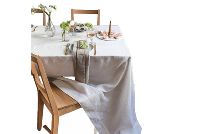 Smooth, fine-quality linen tablecloth in 100% European linen. Wide hemmed  borders and mitered corners are el…