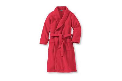 red fluffy dressing gown