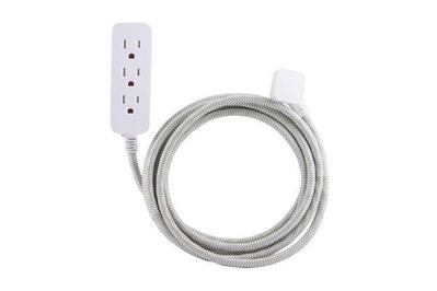 100' 12 Gauge White Flat Extension Cord with Lighted End