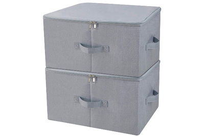 Grey Large Locking Storage Bins with Lids & Handles- 3 Pc.