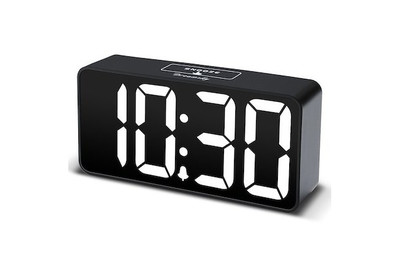 Digital Alarm Clock LED Light Mini Modern Cube Desk Alarm Clock Light Grey 