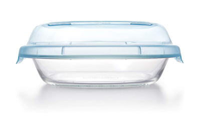 Simax Round Glass Casserole Dish: Clear Glass Round Casserole Dish with Lid  and Handles - Covered Bowl for Cooking, Baking, Serving, etc. - Microwave