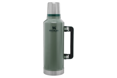 Stanley Legendary Classic Travel Mug French Press .47 Liter Hammertone Green Double Wall Vacuum Insulation 18/8 Stainless Steel Durable Press Folding Carry Loop Leak Proof Unbreakable 