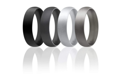 Roq圆顶式薄硅胶戒指（4枚装）