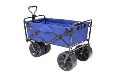 Black VINTAGE & REPUBLIC Heavy Duty Collapsible Folding Garden Cart Big Wheel 7 inches All Terrain Camping for Sand Utility Beach Wagon with Push Bar Adjustable Handles and Double Fabric 