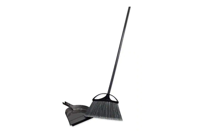 Large Broom and Dustpan, Broom and Dustpan Set, Heavy Duty Dust Pan with 55 inch Long Handle Upright Dustpan Broom Set, Broom for Indoor Outdoor