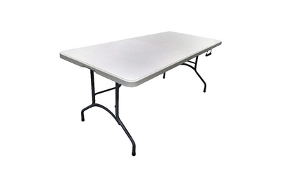 Byliable Folding Table 4 Foot Portable Heavy Duty Plastic Fold-in-Half  Utility Foldable Table Small Indoor Outdoor Adjustable Height Folding Table