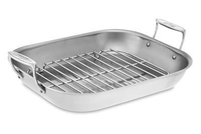 Stainless Steel Roaster with Cover Rack Spatula Deep Roasting Pan Kitchen 4 Pcs 